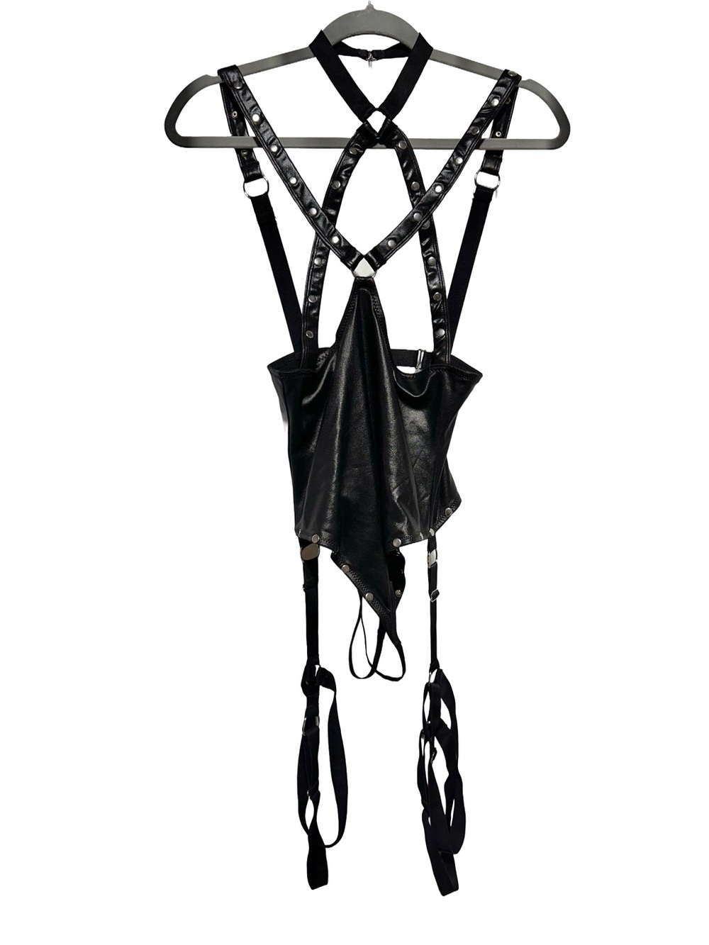 Lovehoney Fierce Wet Look Open Cup Studded Teddy Lingerie S/M